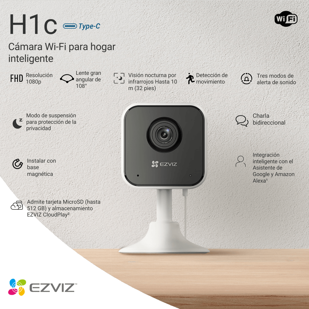 EZVIZ H1C Cámara de Seguridad WIFI 2MP 1080P Fija para Interior