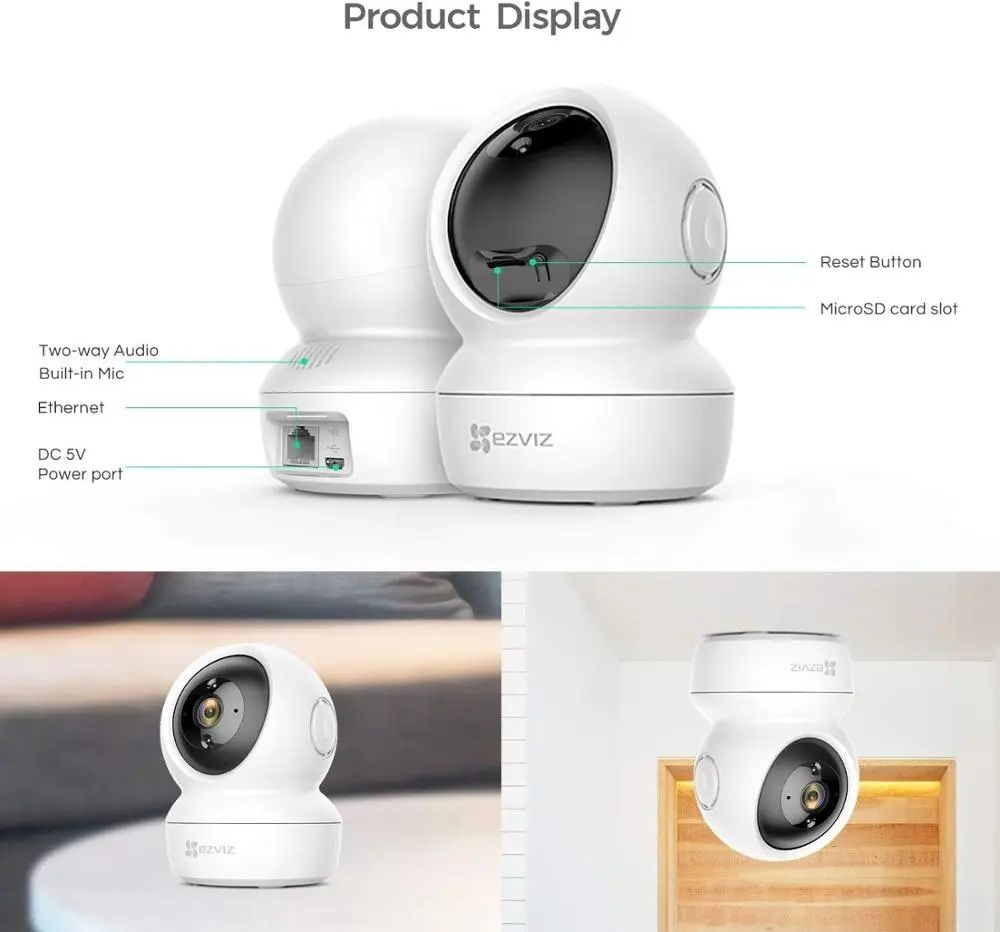 EZVIZ H6C 1080P Cámara de Seguridad WIFI 2MP FHD 360° para interior